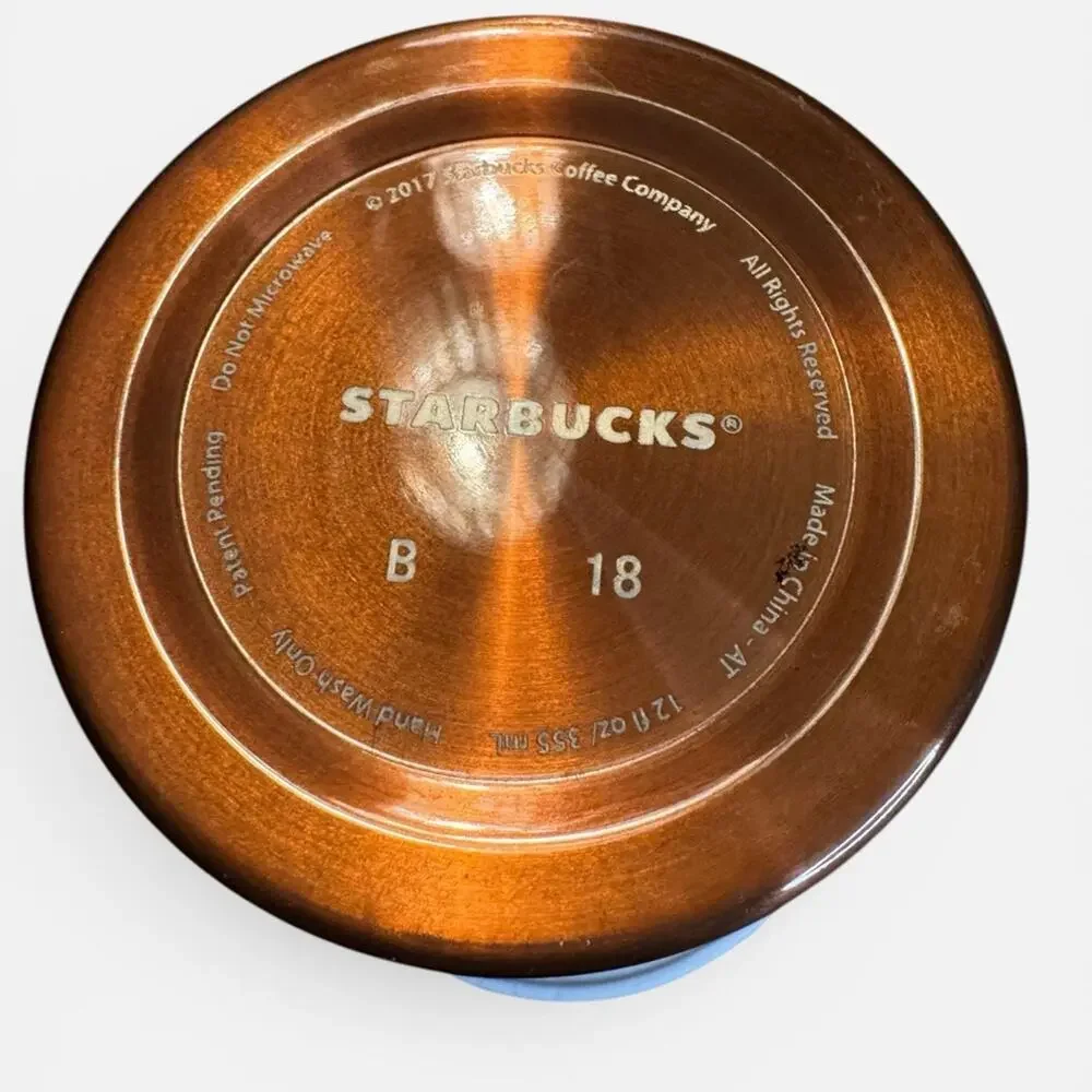 STARBUCKS Overseas 2017 SS White/ Gold To Go Cup Elma Tumbler Limited RARE